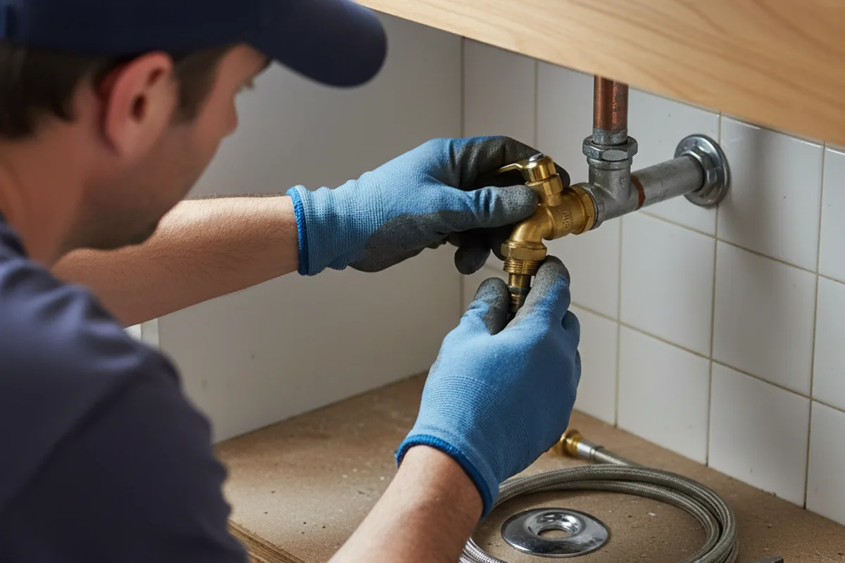 Shutoff valve and fitting work during Burst Pipe Repair in Muenster